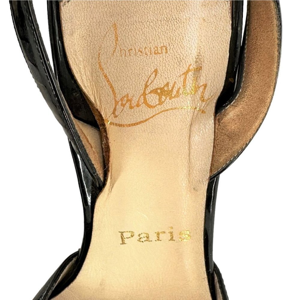 Christian Louboutin Black Leather & Patent Slingback Heels Size 38 Pumps - Picture 6 of 12